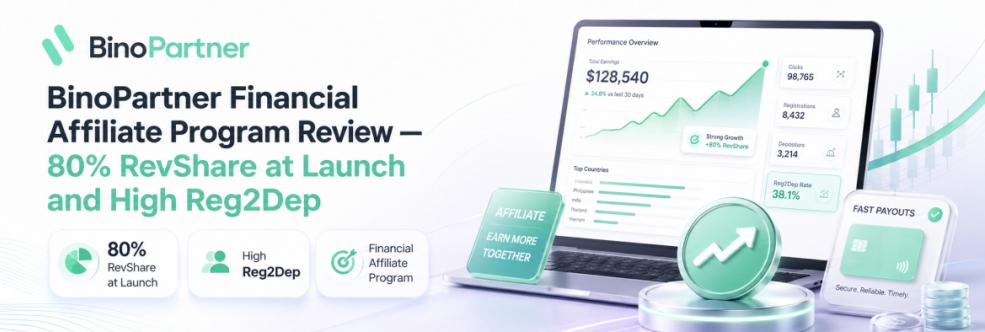 BinoPartner Financial Affiliate Program Review — 80% RevShare at Launch and High Reg2Dep