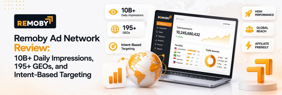 Remoby Ad Network Review: 10B+ Daily Impressions, 195+ GEOs, and Intent-Based Targeting