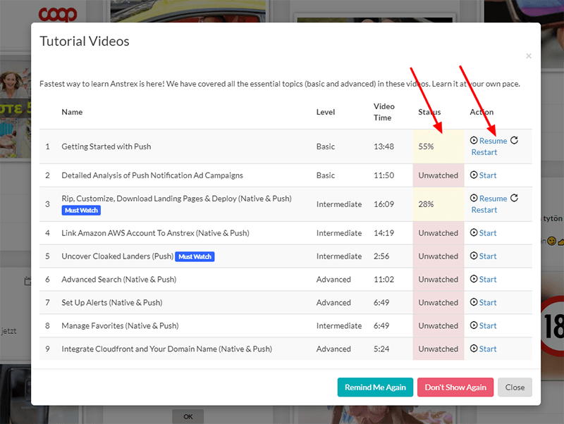 anstrex user interface