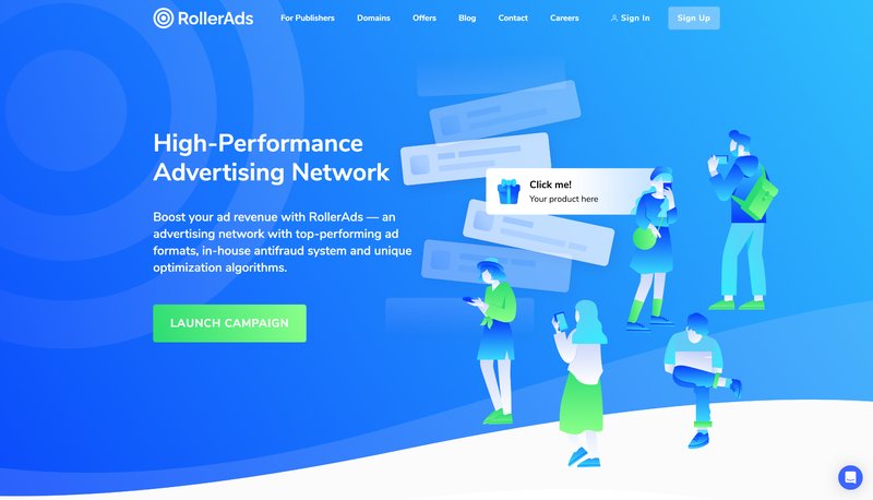 RollerAds sign up page